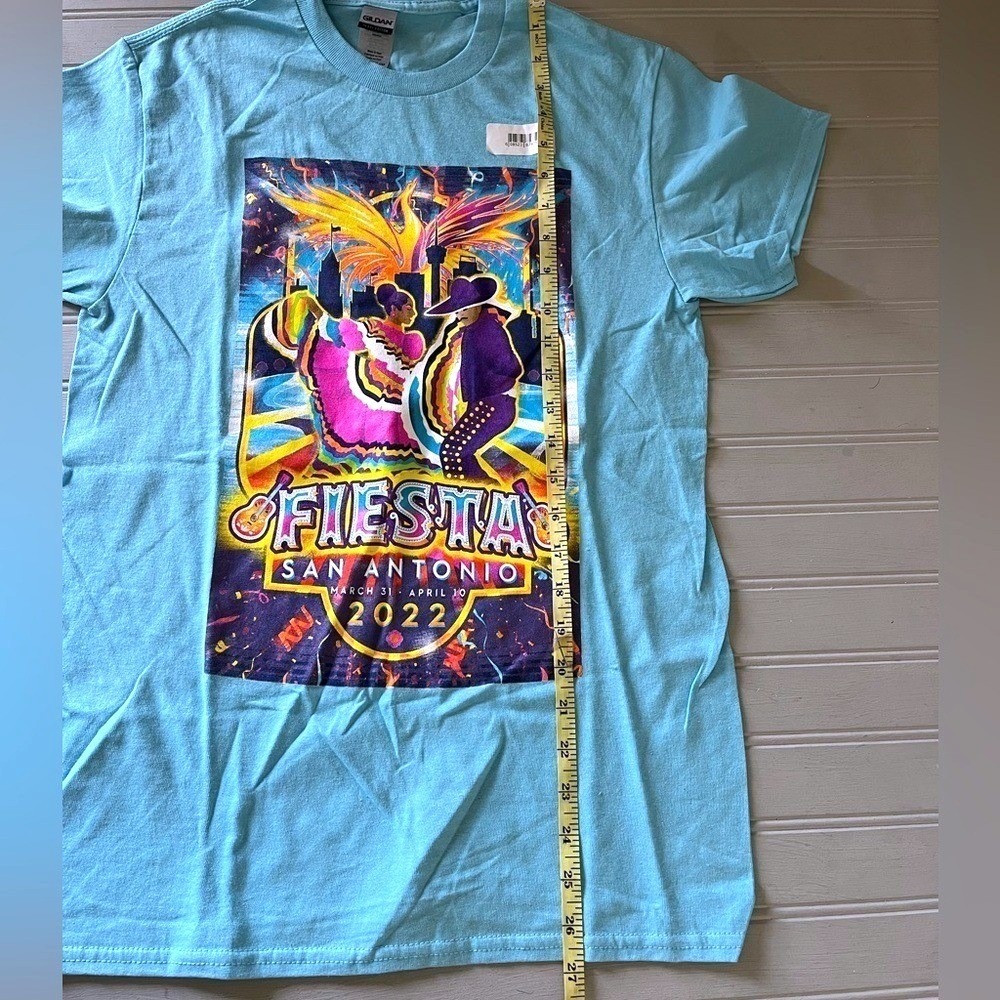 Gildan Fiesta San Antonio 2022 Graphic T Shirt Mens Small Blue Heavy Cotton Tee - Picture 9 of 9